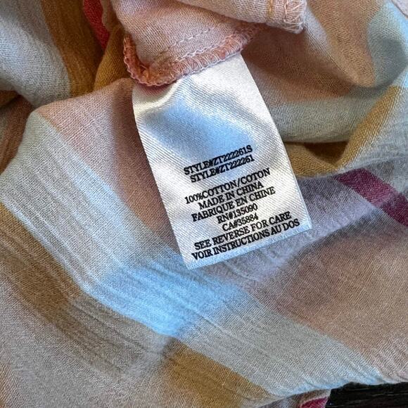 Z SUPPLY Oversized Button Front Top Womens L Orange Stripes Multi Coastal Boho - Picture 13 of 13